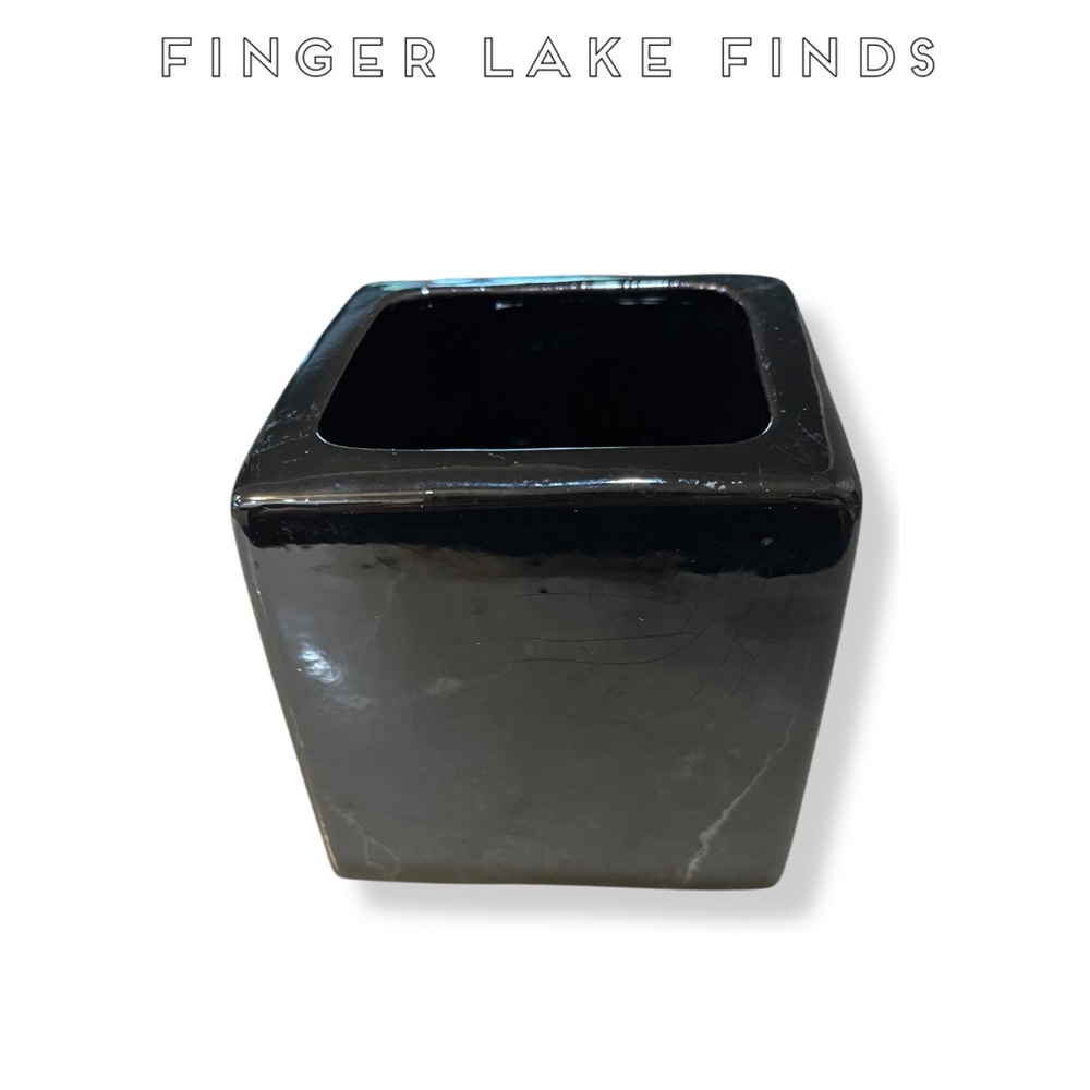Frankoma Black Onyx Glaze Ceramic Planter
